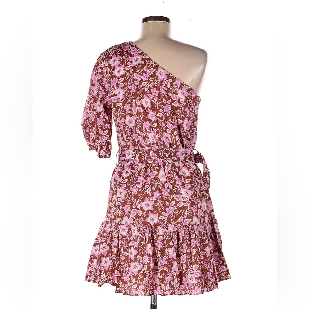 Jason wu one shoulder floral belted dress
